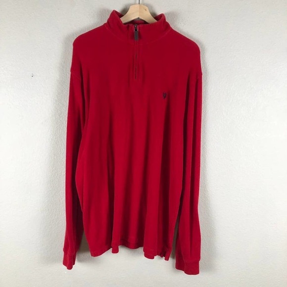 Chaps Sweater Red 1/4 Zip Pullover Cotton Casual Golf Outerwear Size 2X Large - Picture 1 of 16